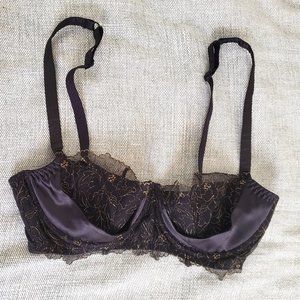 Satin and lace half-cup bra